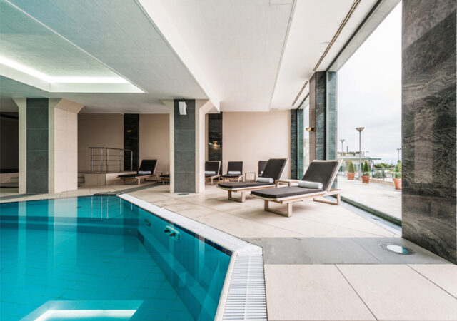 Luxury swimming pools in a modern hotel